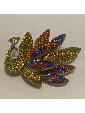 Ring Peacock With Multiple Gemstones. Gold Tone. Could Probably Make Into Brooch